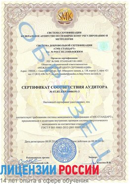 Образец сертификата соответствия аудитора №ST.RU.EXP.00006191-3 Заринск Сертификат ISO 50001